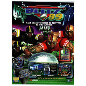 NFL Blitz 99 Arcade Game Flyer 1998 Midway N64 Coin-Op Promo